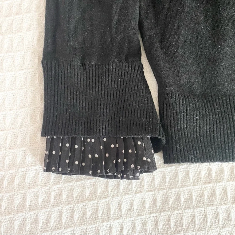 Vila Milano Black Sweater with Polka Dot Trim Medium